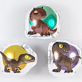 Cute Cartoon Inflatable Dinosaurs With Vibrant Backgrounds And Different Poses 3d model