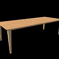Wooden Rectangular Dining Table with Slim Legs and Simple Modern Design 3d model