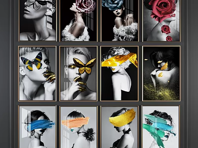 Creative Portrait Artworks With Floral Butterfly And Colorful Headpieces 3d model