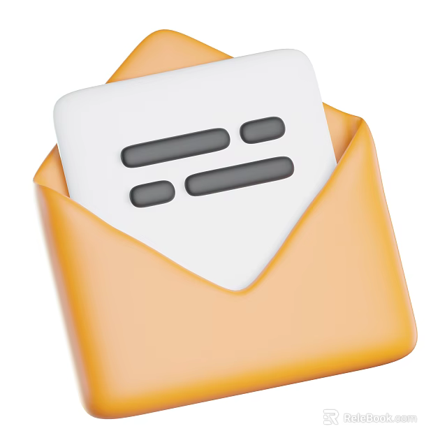 Everyday Household Items Including Orange Envelope With White Paper And Lines 3d model 