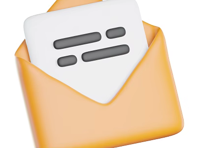 Everyday Household Items Including Orange Envelope With White Paper And Lines 3d model