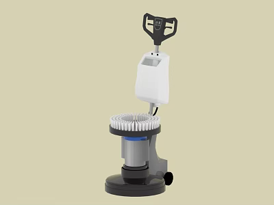 Electric Floor Polishing Machine With White Control Panel And Rotating Brush Head 3d model