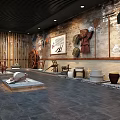 Traditional Farming Tools Museum Interior With Ancient Agricultural Implements Wall Paintings And Display Platforms