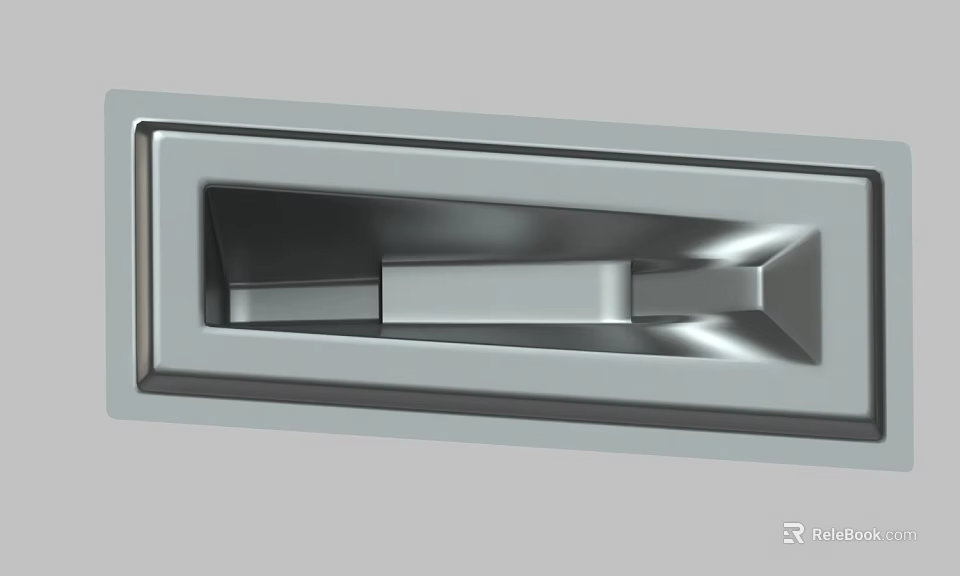 Stainless Steel Recessed Handle With Modern Design For Furniture Cabinet Doors 3d model 