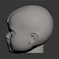White 3D Character Head Model With Geometric Design And Baby Head Shape