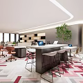 Modern Public Office Space With Open Layout Workstations Ergonomic Chairs And Indoor Greenery 3d model