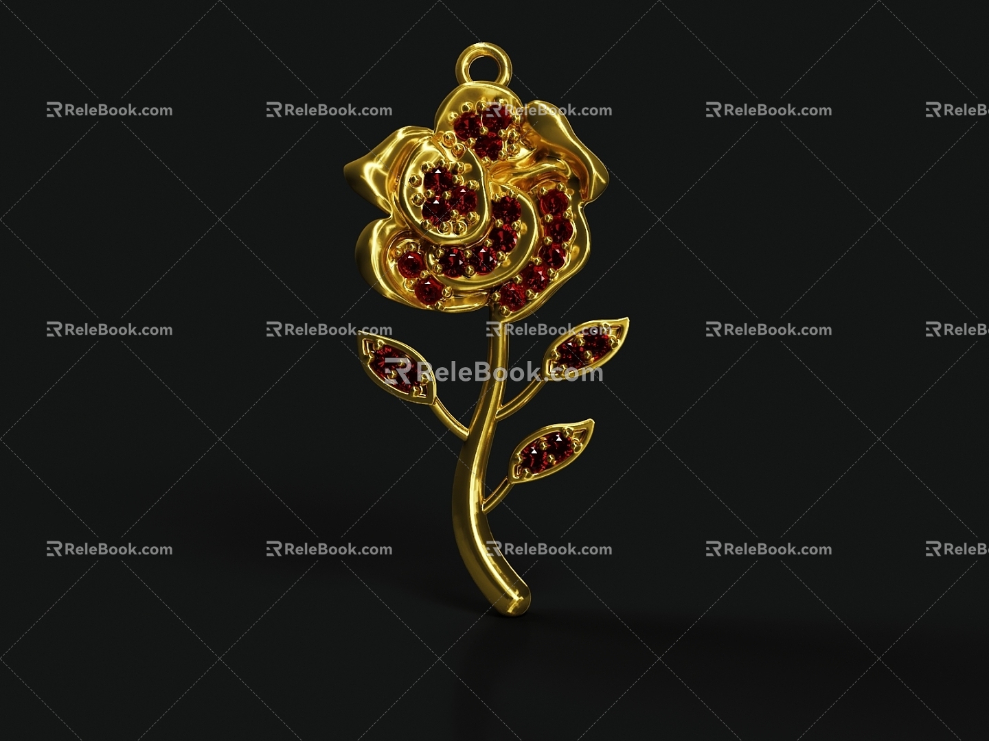 Jewelry Necklace Pendant Pendant Brooch Gold Rose 3d model