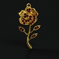 Jewelry Necklace Pendant Pendant Brooch Gold Rose 3d model