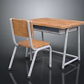 Wooden Desk and Chair Set with Metal Frame for Classroom Furniture