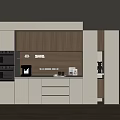 Elegant Modern Sideboard Interior With Wooden White Finish LED Lighting And Storage Cabinets