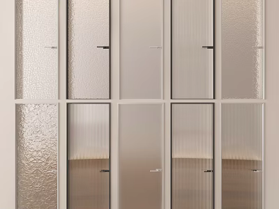 Modern Interior Hinged Doors With Textured Glass Panels And Minimalist Design 3d model