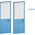 Double Blue Swing Doors With Mesh Panels 2250 by 800 Dimensions 3d model