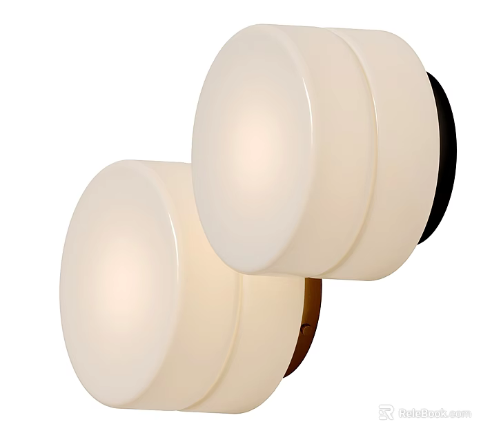 Two Modern Wall Sconces With White Shades And Black Brown Bases For Home Interior Lighting 3d model 