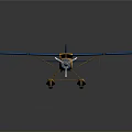 Detailed Yellow and Blue Seaplane Model with Floats on Dark Background