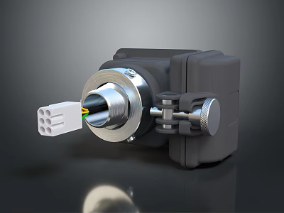 Industrial Electrical Connector With Gray Housing White Plug And Colored Wires 3d model