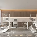 Modern Hospital Outpatient Clinic Interior With Examination Chairs Medical Devices And Spacious Waiting Area