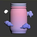 Pastel Pink Gradient Jar With White Lid And Cloud Shaped Decorations
