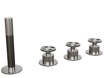 Stainless Steel Mechanical Components With Cylindrical Base And Gear Shaped Tops 3d model