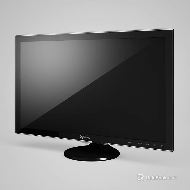 Xenic Computer Monitor Featuring Black Frame Round Base And Sleek Design 3d model 