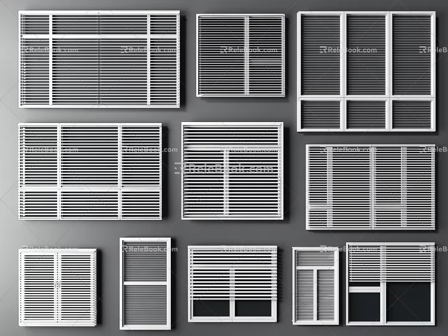 Modern shutters shutter solid wood window grille window casement window sliding window aluminum alloy window 3d model