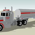Road Master Transportation Grey Tanker Truck With Red Stripes Cab Warning Lights And Trailer