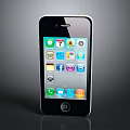 Modern Black Smartphone With App Icons On Screen And Reflective Surface