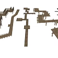 Wooden Boardwalk Road Facilities With Various Shapes And Design Layouts