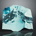 Scenic Snow Mountain Landscape With Blue Ice Texture And Rocky Terrain Reflection