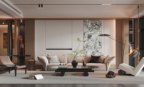 Modern Living Room Log Living Room 3d model