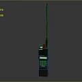 Portable Walkie Talkie With Long Antenna Black Body Display Screen And Control Buttons