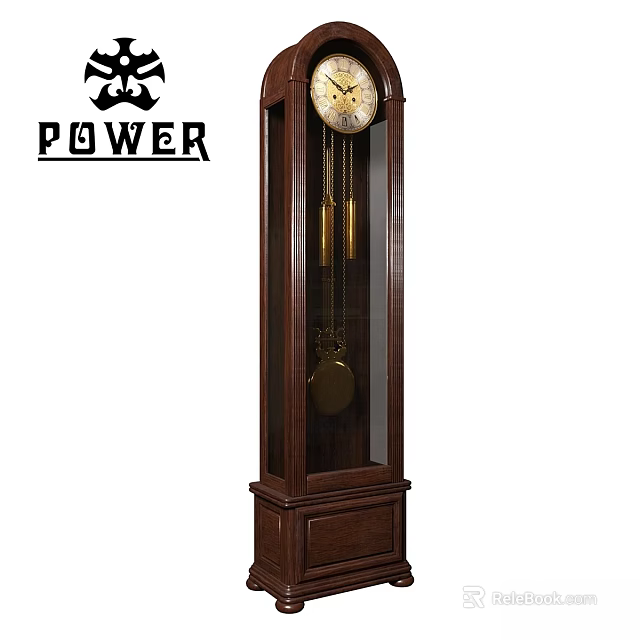 Classic Wooden Grandfather Clock with Visible Pendulum and Brass Bells Elegant Design for Home Decor 3d model 