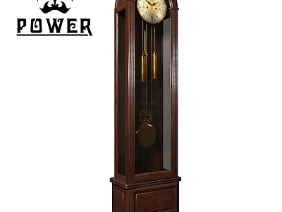 Classic Wooden Grandfather Clock with Visible Pendulum and Brass Bells Elegant Design for Home Decor 3d model