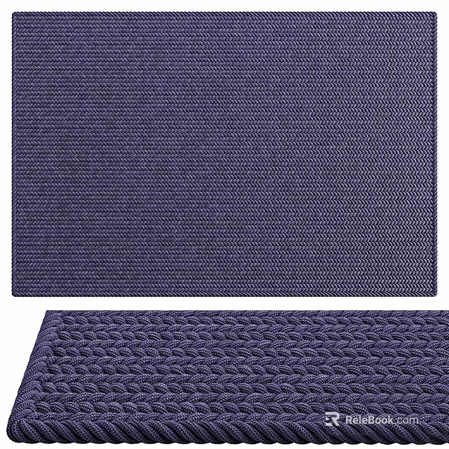 Purple Square Rug With Intricate Woven Texture For Living Room Floor Decor 3d model 