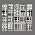 Various Design Floor Tiles With Geometric Patterns Grid And Circular Hole Shapes 3d model
