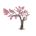 Arbor With Pink Blooming Blossoms And Elegant Textured Branches 3d model