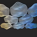 Modern Cloud Shaped Chandelier With Spiral Concentric Lines In Gold White And Blue
