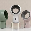 Bladeless Air Conditioning Fans in Green White Pink on Marble Table with Modern Design