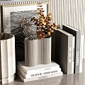 Modern Minimalist Decorative Ornament Collection With Vases Dried Pampas And Neutral Shelf