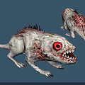 Fierce Monster Creatures With Red Eyes Sharp Teeth And Spiked Skin 3d model