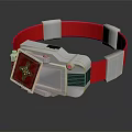 Fictional Cosplay Accessory Bracelet With Red White Strap And Decorative Card Device