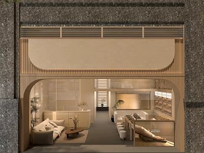 Modern Warm Minimalist Two Storey Leisure Space With Cozy Sofa And Comfortable Relaxing Interior Design 3d model