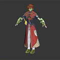 Red Robe Warrior Character And Wolf Creature In Fantasy Adventure Setting 3d model