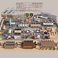 Modern Café Interior Layout With Seating Areas Tables Bar And Green Plants