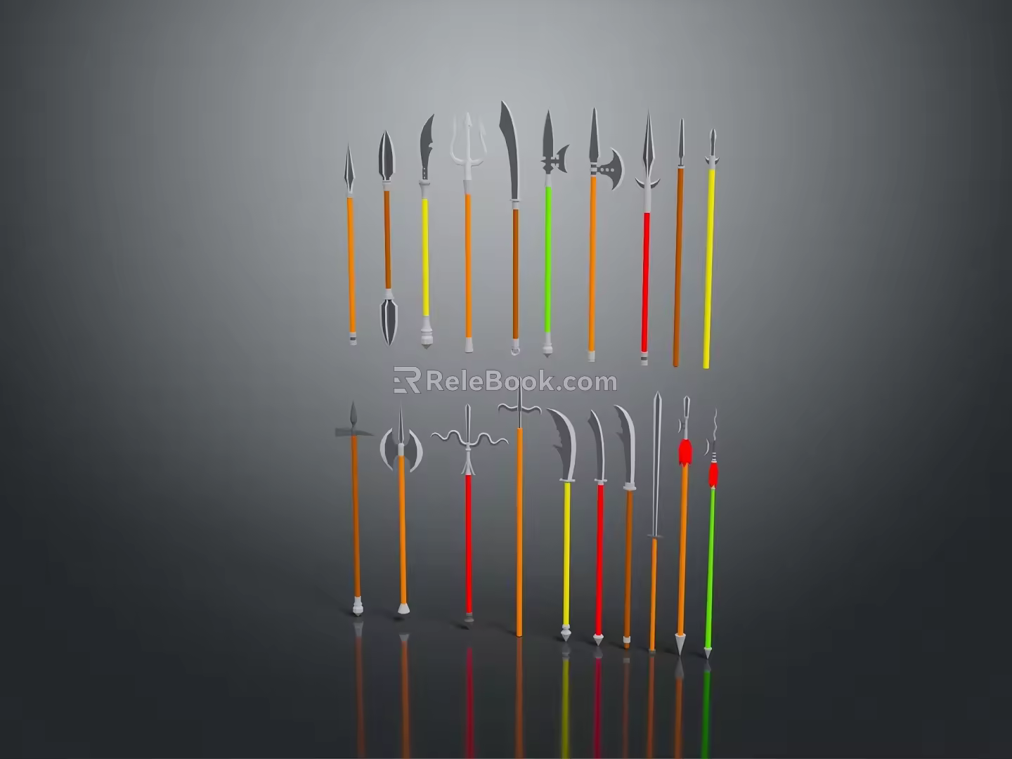 Cold weapons Sword Axe Hook Fork Spear Trident Melee Weapon Military 3d model