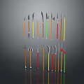 Cold weapons Sword Axe Hook Fork Spear Trident Melee Weapon Military 3d model