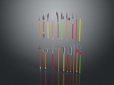 Cold weapons Sword Axe Hook Fork Spear Trident Melee Weapon Military 3d model