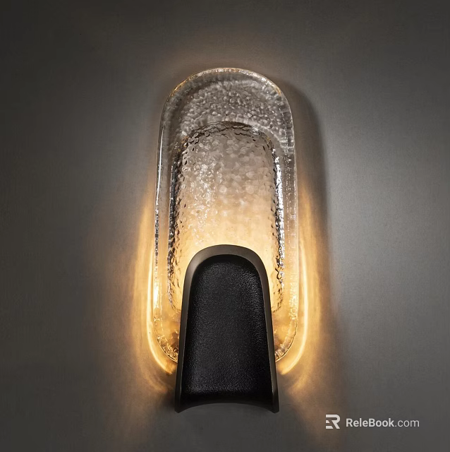 Modern Textured Glass Wall Light With Warm Glow And Black Base 3d model 