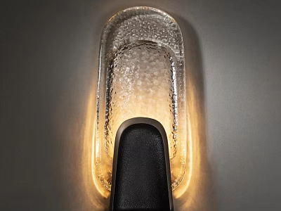 Modern Textured Glass Wall Light With Warm Glow And Black Base 3d model