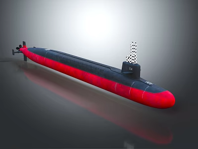 Black And Red Submarine Watercraft With Command Tower And Sleek Design 3d model