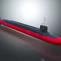 Black And Red Submarine Watercraft With Command Tower And Sleek Design